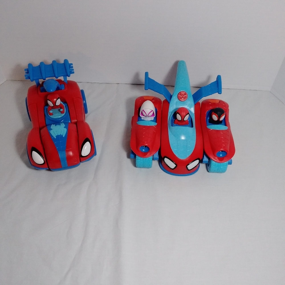Marvel Spidey And His Amazing Friends Themed Red & Blue Kids Toy Vehicles Set
